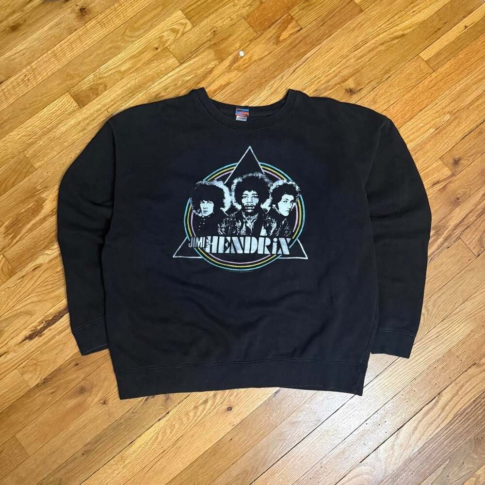 Junk Food Tees Jimi Hendrix Experience Sweatshirt Size XL Black Cotton